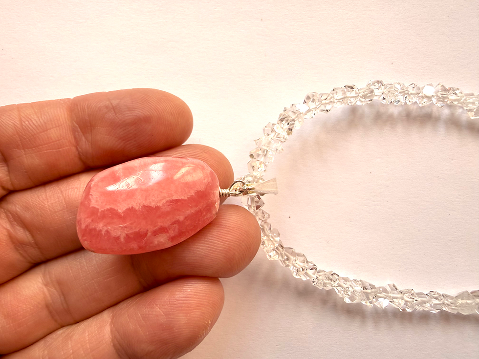 Thumbnail: AAA Rhodochrosite w Herkimer Diamond Quartz 2