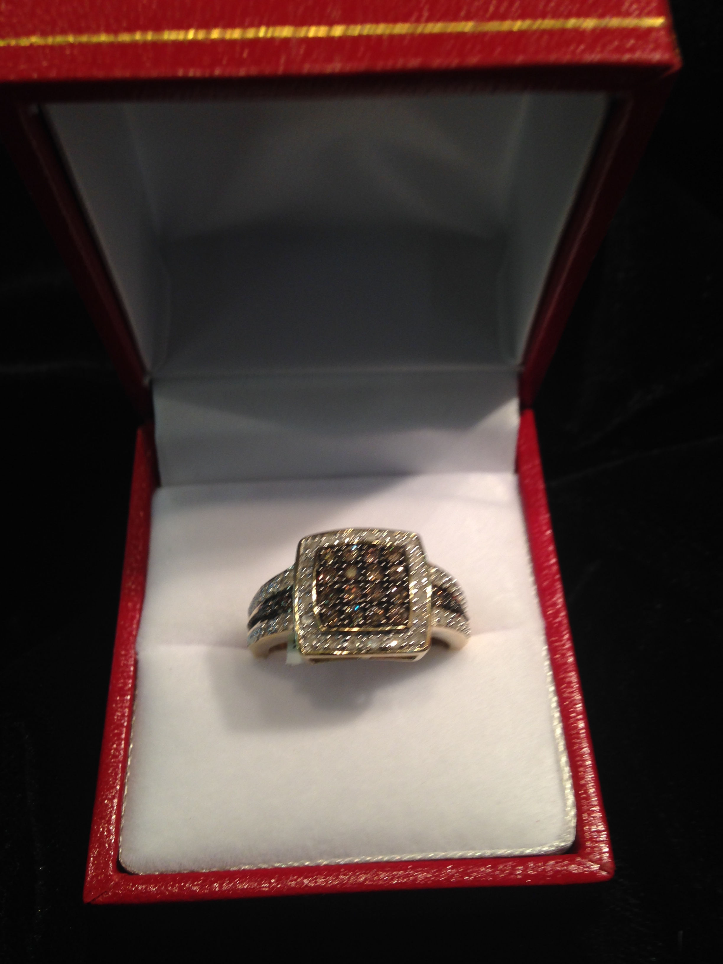 10kt Yellow Gold with Chocolate Diamonds