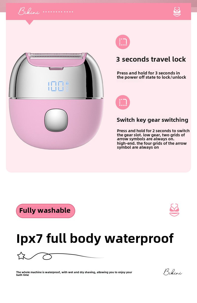 Thumbnail: Electric Bikini Trimmer Painless Shaver for Face Legs Underarm Waterproof Portab