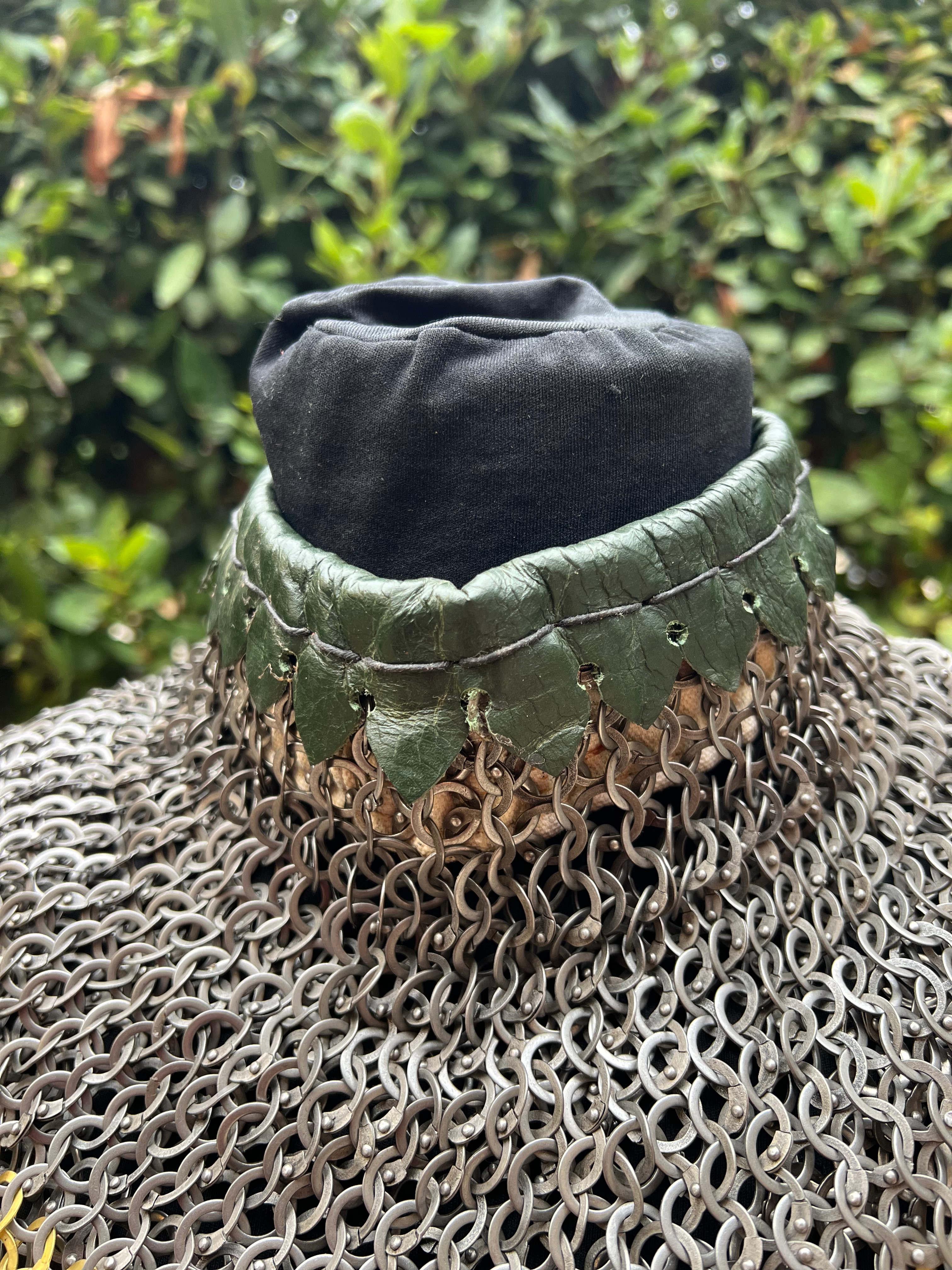 Dark green leather gorget 