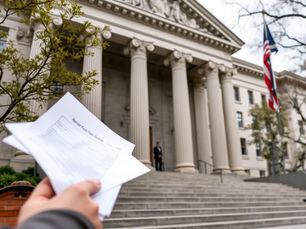 Lawsuit being filed in courthouse.