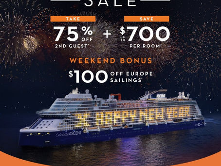 Celebrity Cruises Semi-Annual Sale: 75% Off Second Guest + Free 3rd/4th/5th Guests (Book by April 6, 2026)