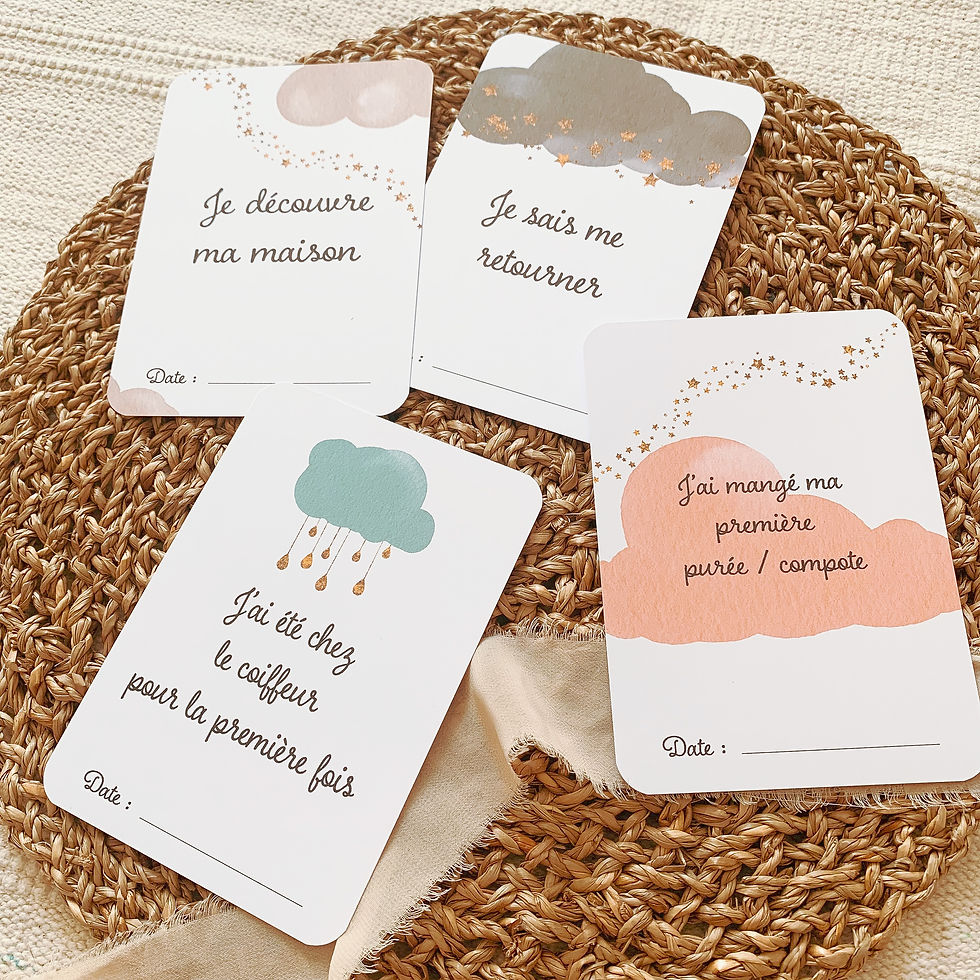 Cartes étapes "mes premières fois" thème étoiles et nuages