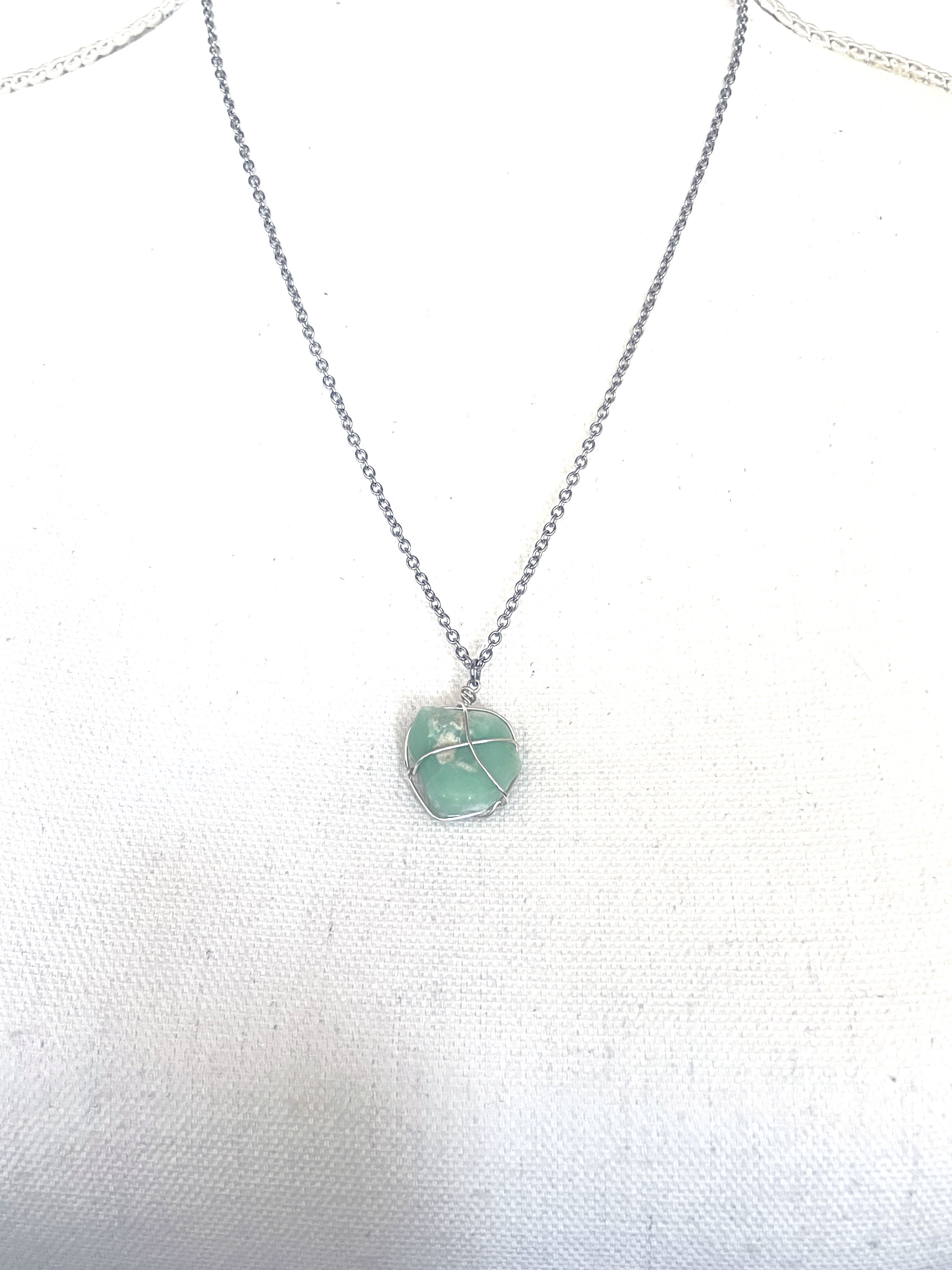 Wire-Wrapped Fluorite Gemstone Necklace