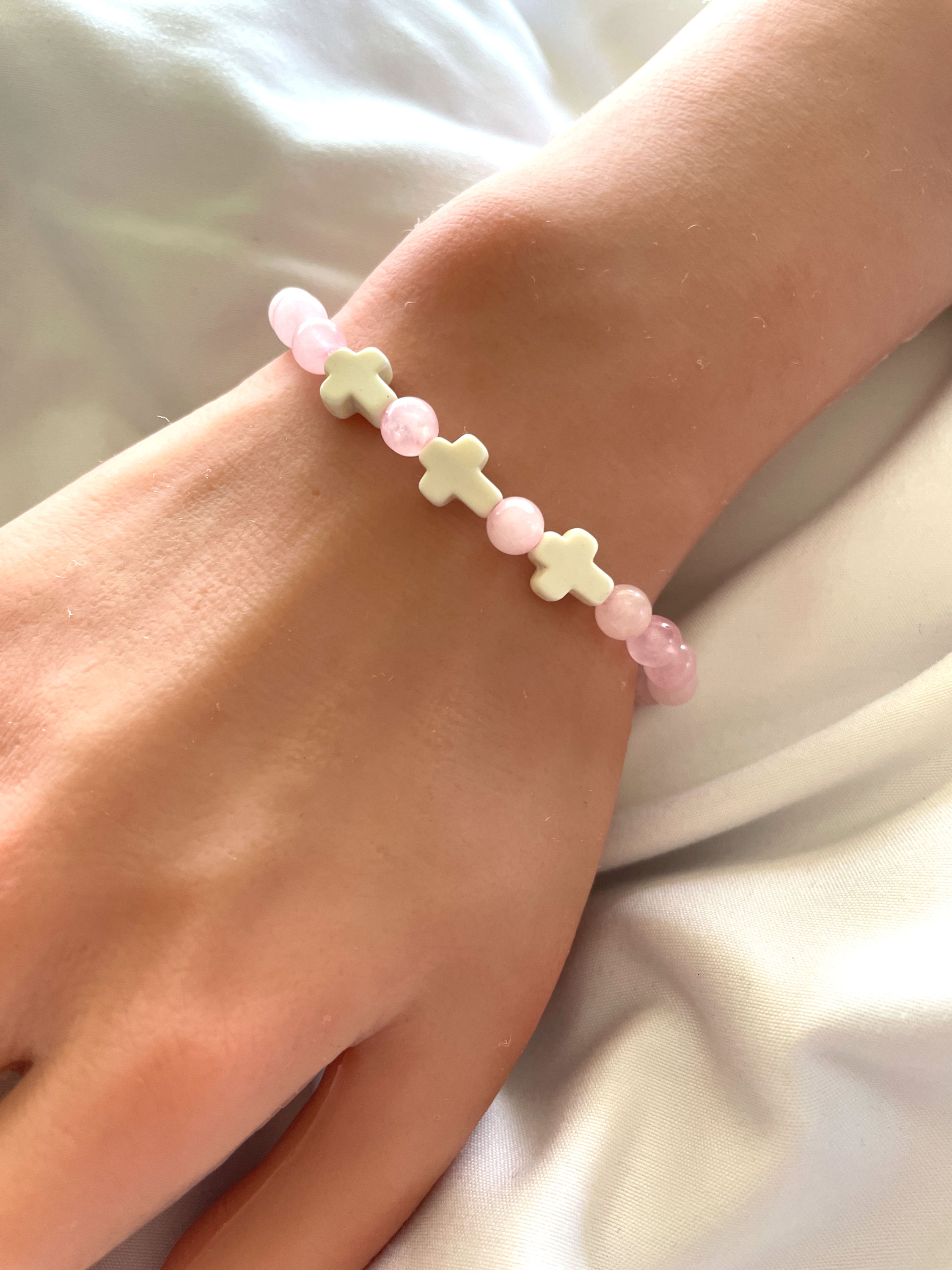 Blush Faith Cross Stretch Bracelet