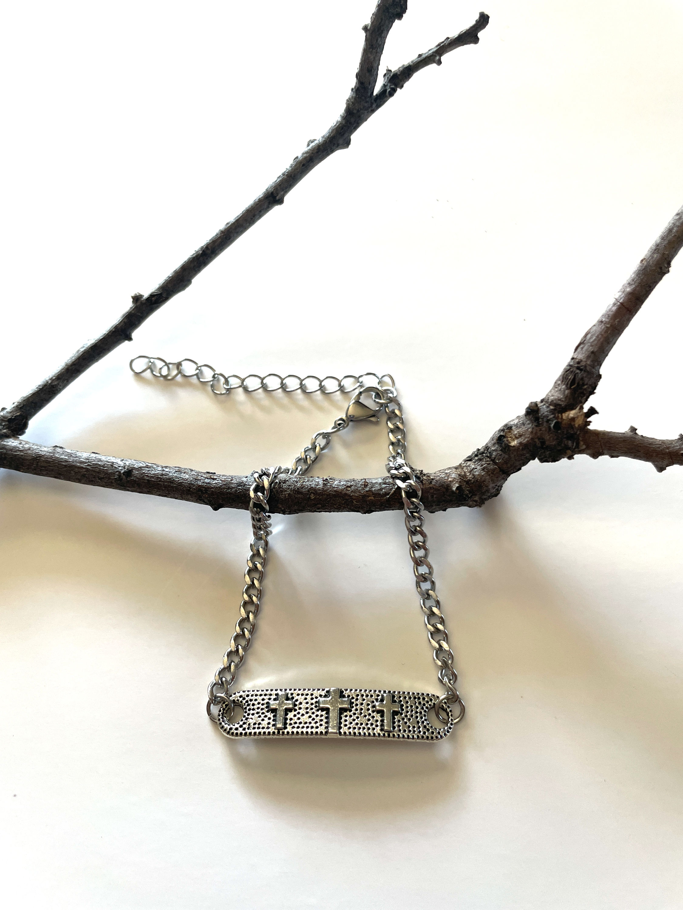 Three Cross Stainless Steel Adjustable Bracelet