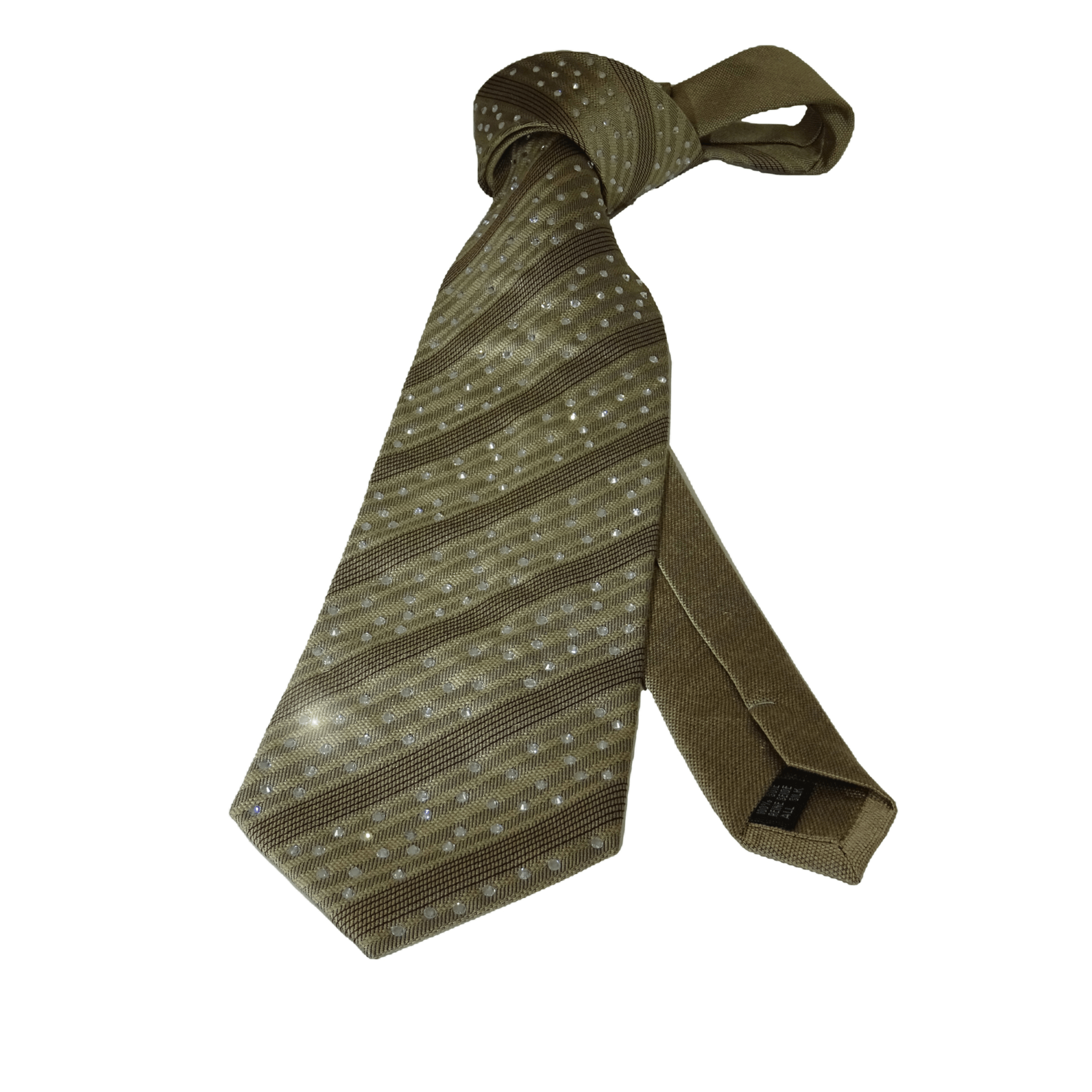 Strass Seidenkrawatte Streifen braun