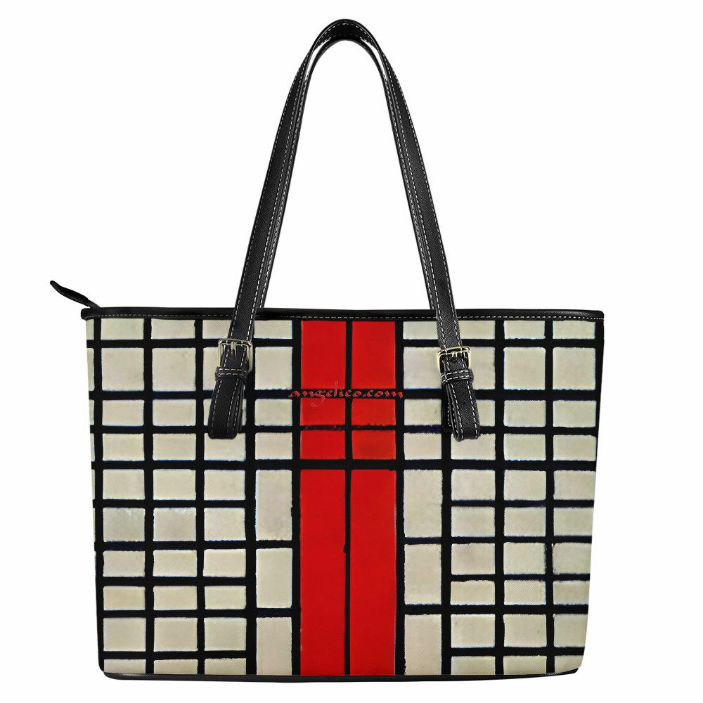 Shopper Gitter écru-rot