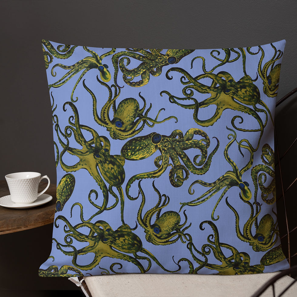 deko-kissen octopuss hellblau