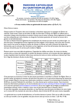 Feuille paroissiale de novembre 2023
