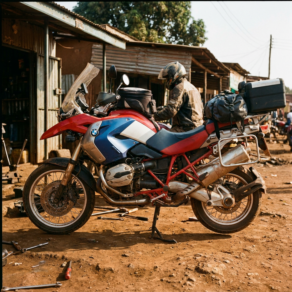 Africa Twin CRF1100L adventure motorcycle, dust-coated