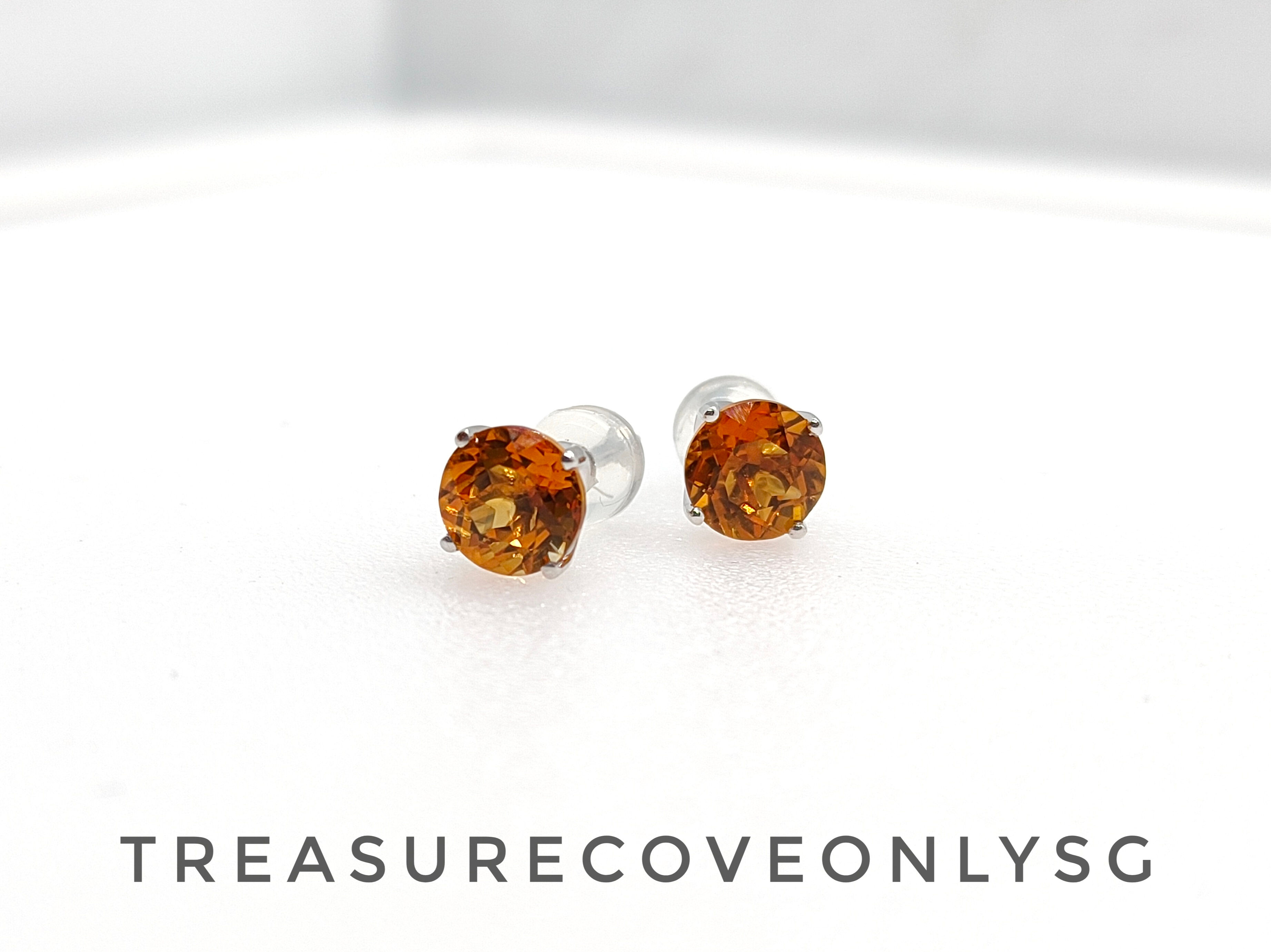 18kW Natural Citrine Ear Stud 18k白金黄水晶耳钉 - XSE-KW-CTE-24079(6)