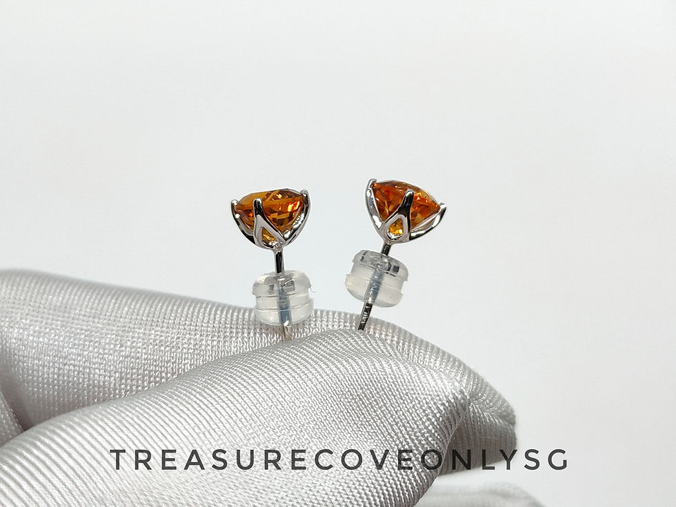 Thumbnail: 18kW Natural Citrine Ear Stud 18k白金黄水晶耳钉 - XSE-KW-CTE-24079(6)
