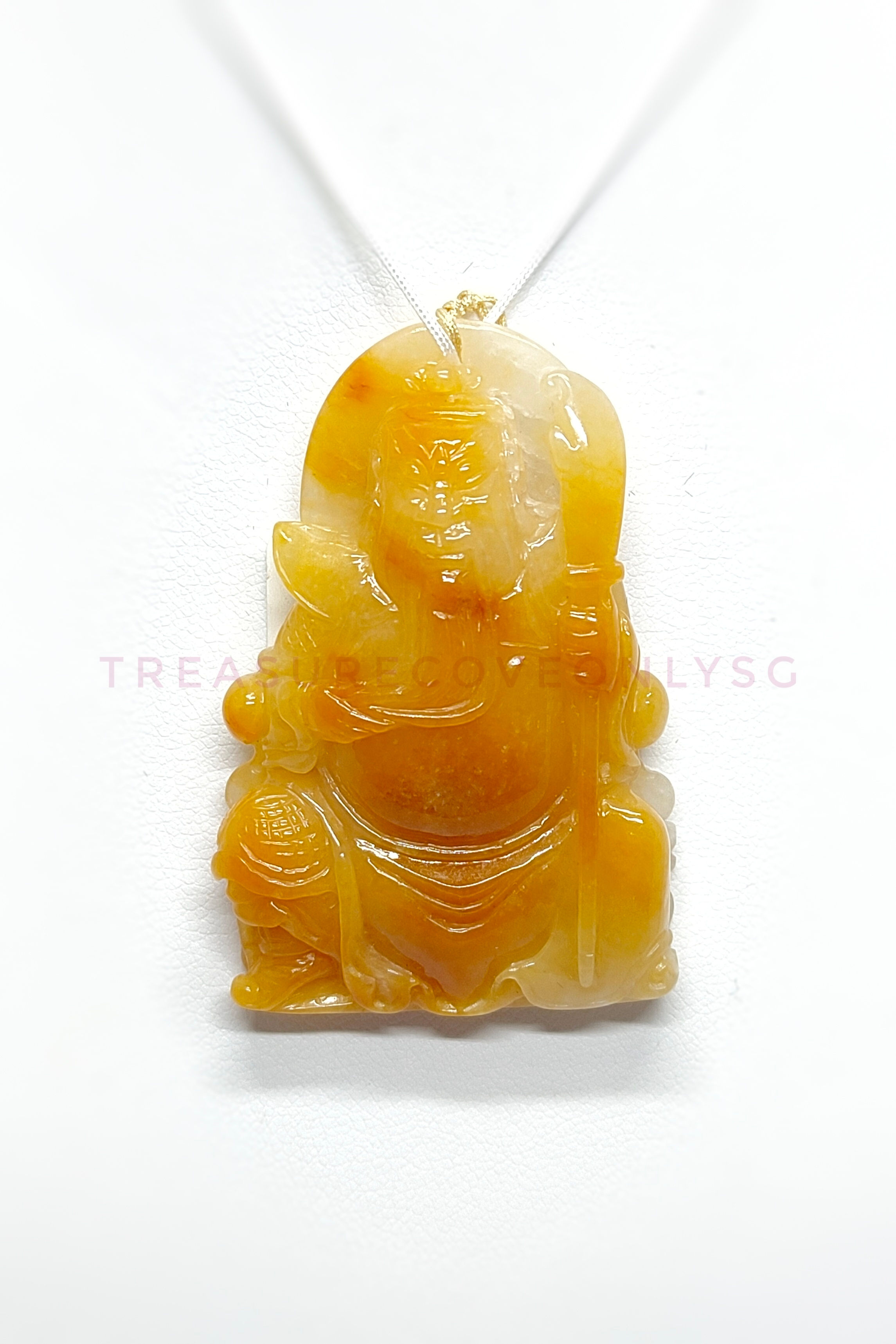 Yellow Type 'A' Jadeite GuanGong Pendant 翡翠A货黄翡关公吊坠