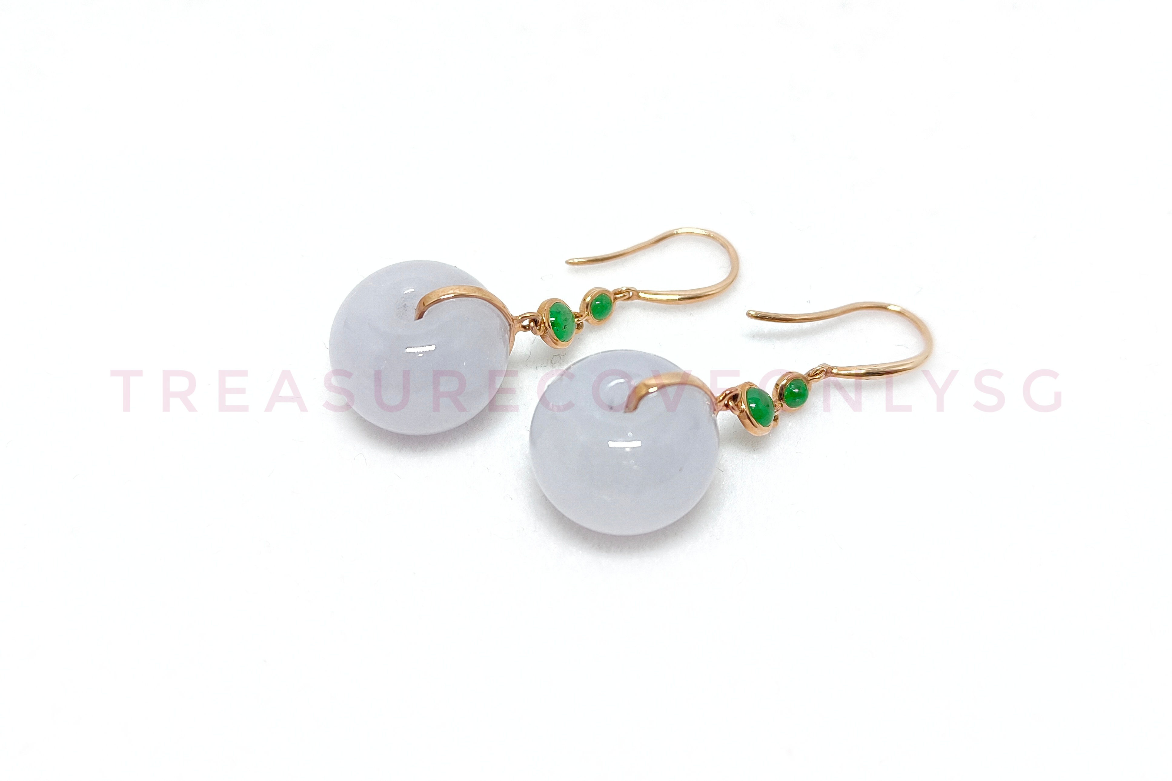 18kG Type A Jadeite Lavender Safe Donut Earring 18k黄金 翡翠A货 紫罗兰平安扣耳坠
