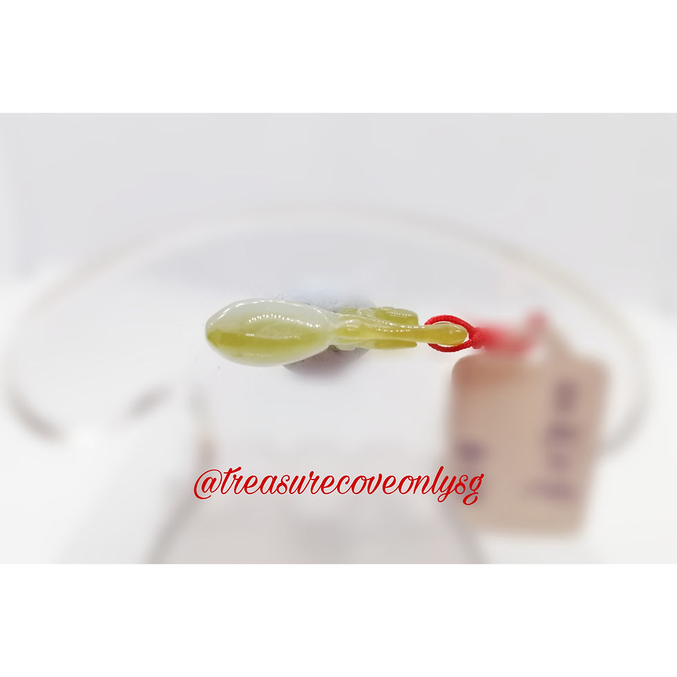 Thumbnail: Natural Yellowish-Green Jadeite (Type 'A') Peach and Ruyi Pendant