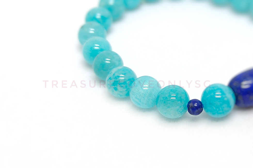 Thumbnail: Natural Lapis Lazuli and Amazonite Bracelet 天然青金石天河石手链