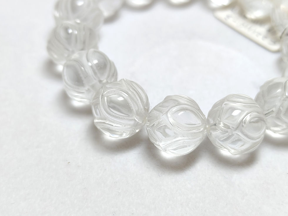 Thumbnail: Natural Clear Quartz Lotus Bead Bracelet (14mm) - C221110-3