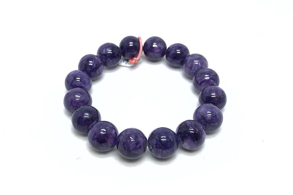 Thumbnail: Natural Charoite Round Bracelet - High Quality