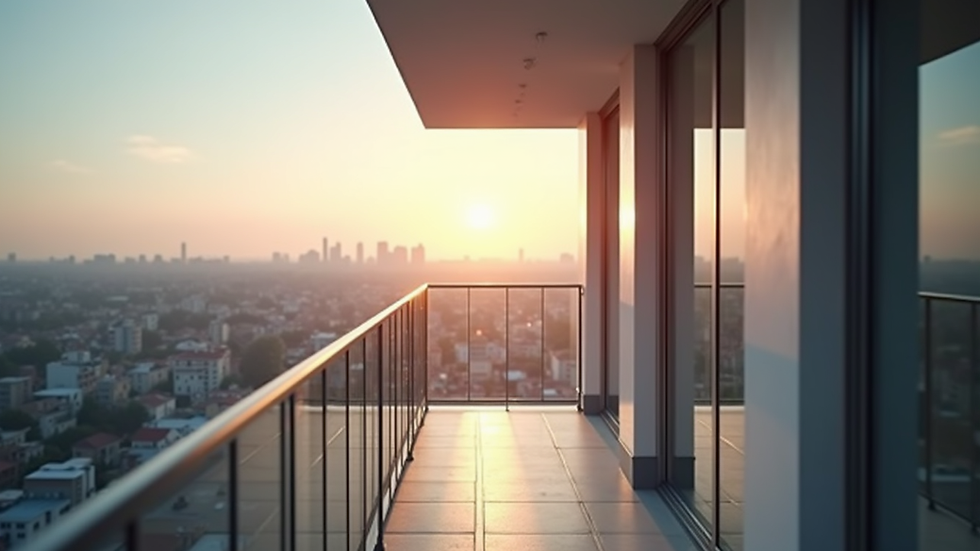 Vista a nivel de una red de seguridad instalada en un balcón moderno