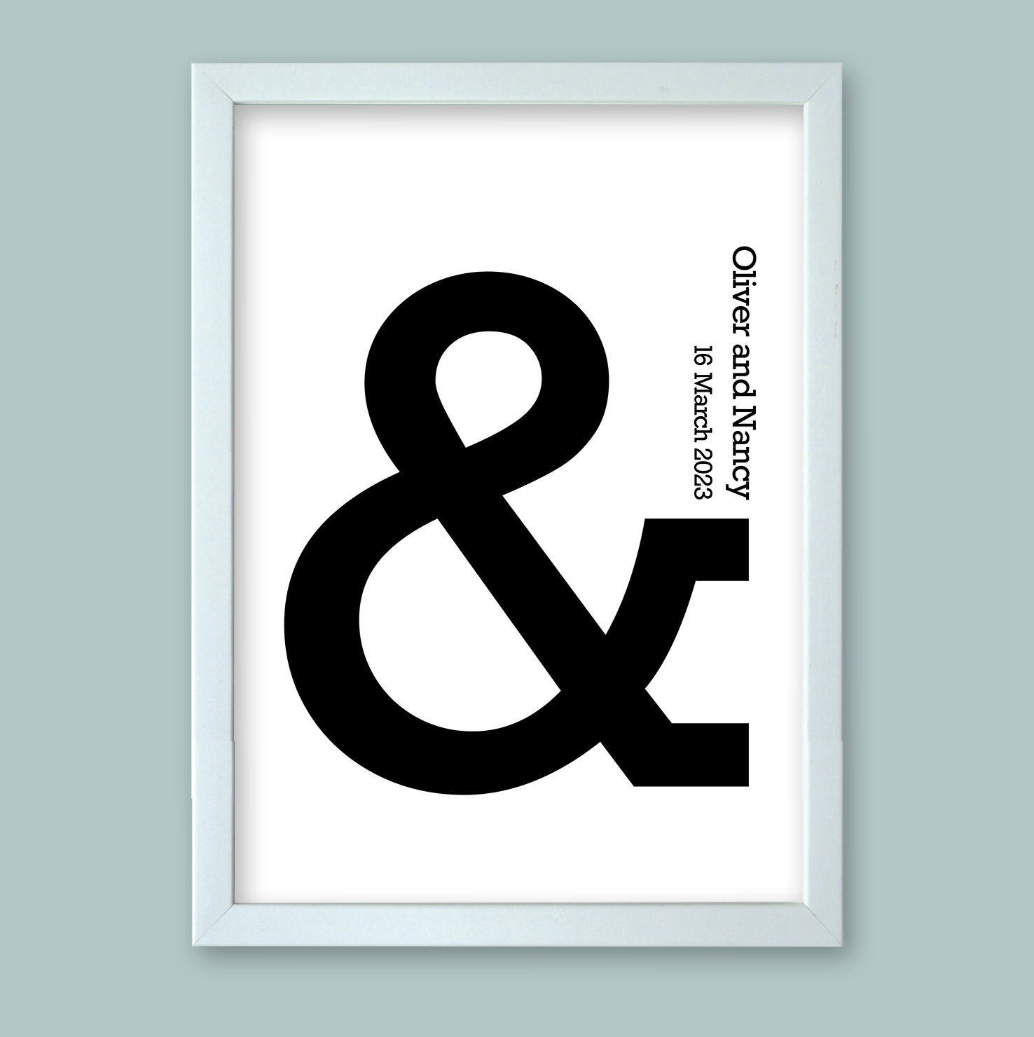 Personalised word art presented in a white modern picture frame