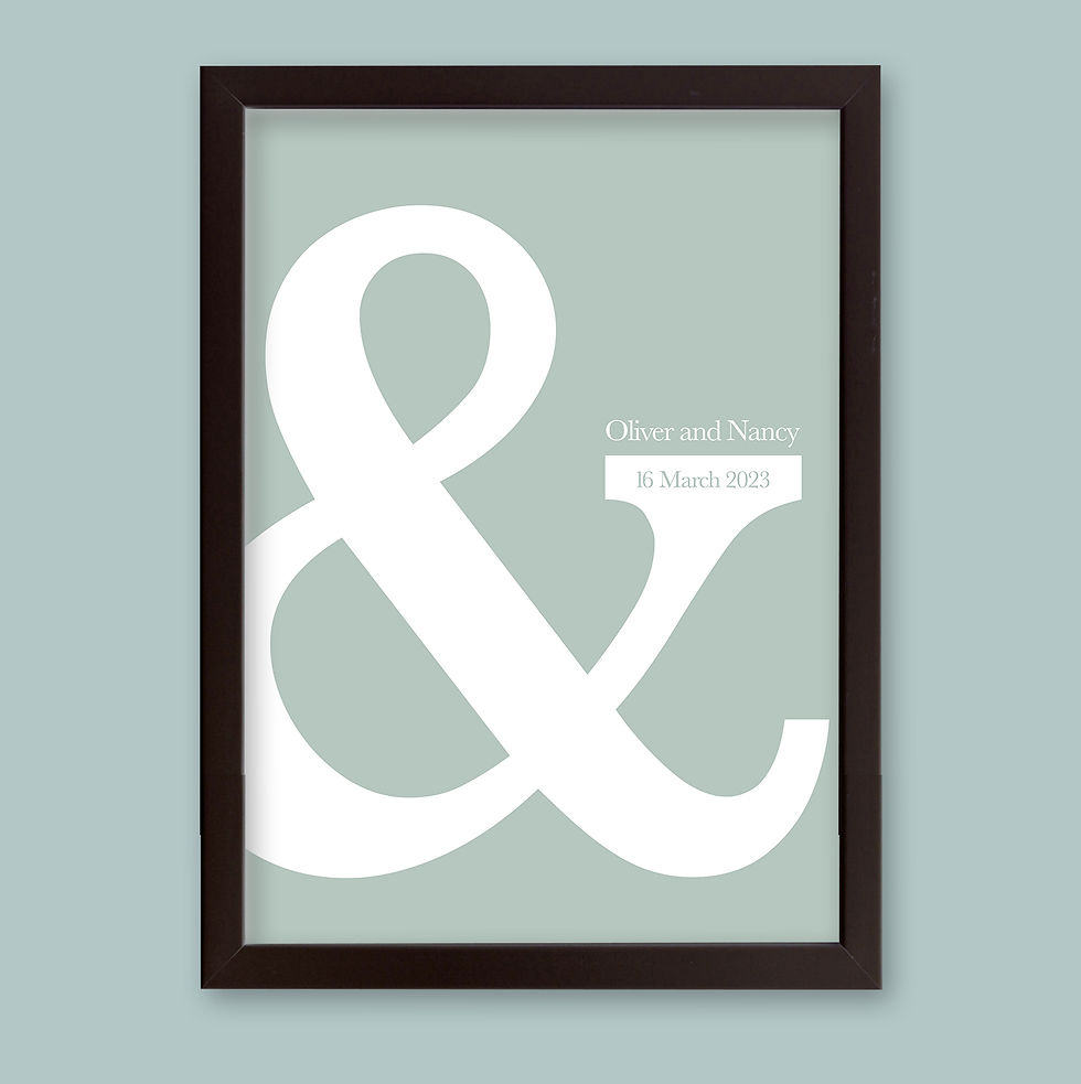 Thumbnail: Black personalised print mounted in a black modern picture frame