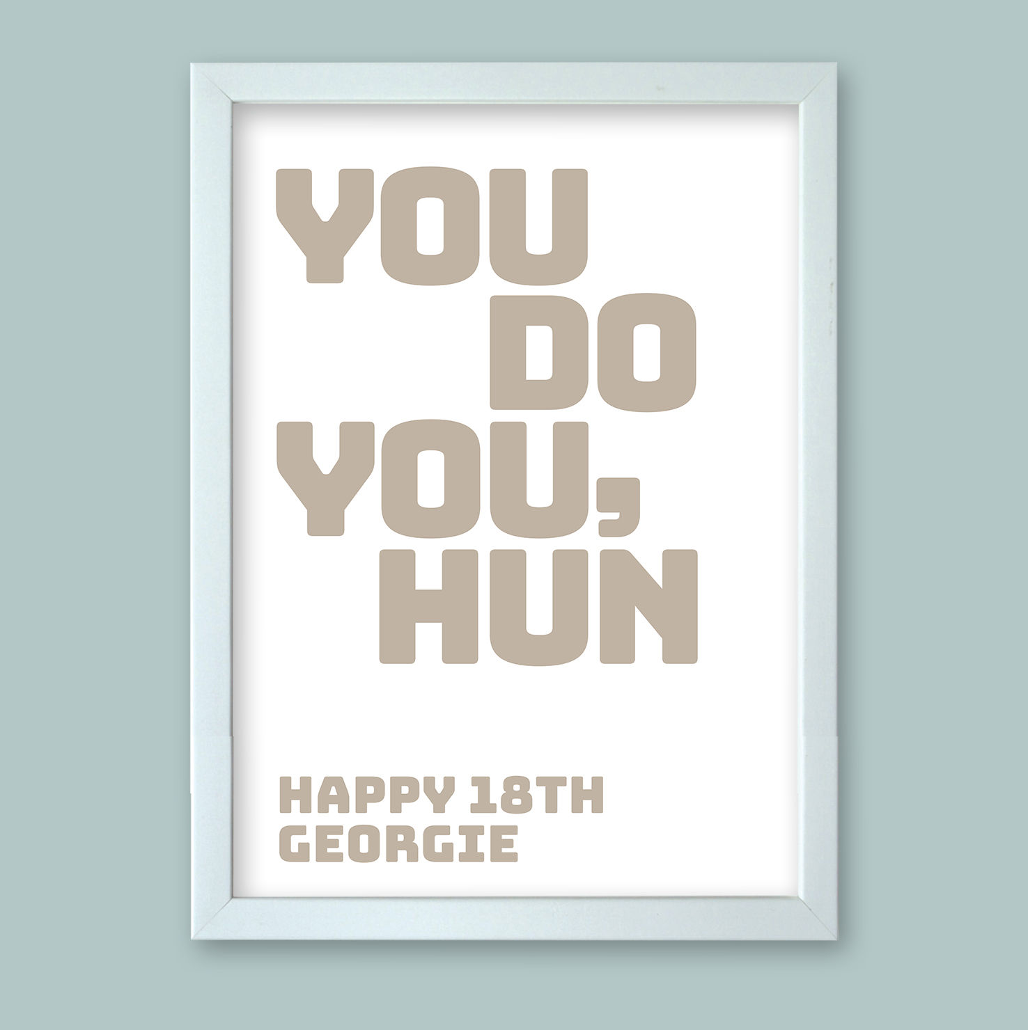 Personalized word art in a sleek white modern picture frame, ideal as a thoughtful and unique gift