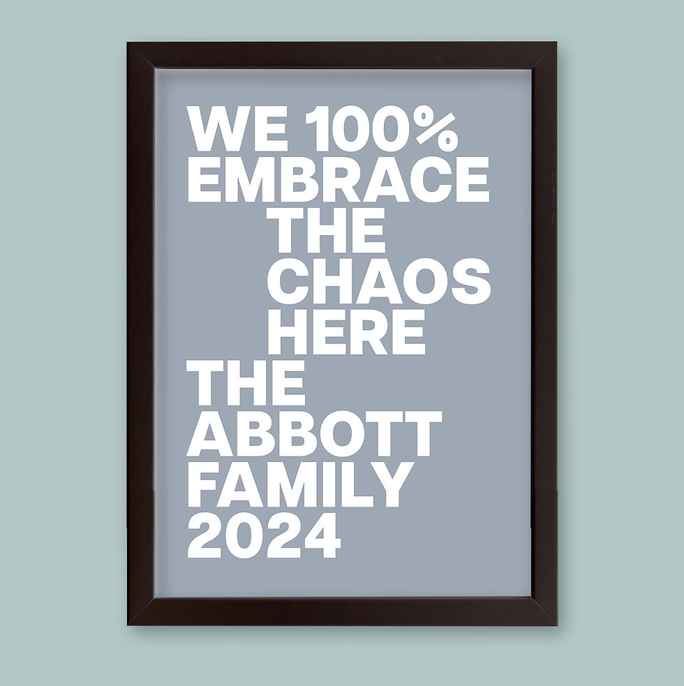 Thumbnail: Personalised word art presented in a black modern picture frame