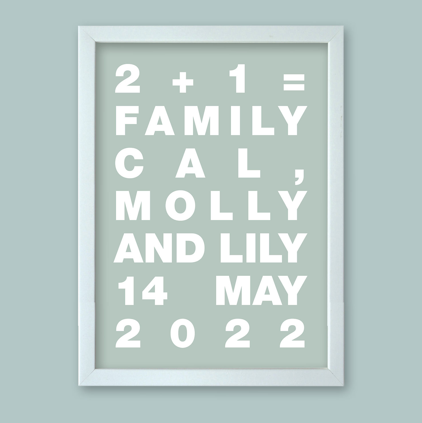 Personalized word art in a sleek white modern picture frame, ideal as a thoughtful and unique gift