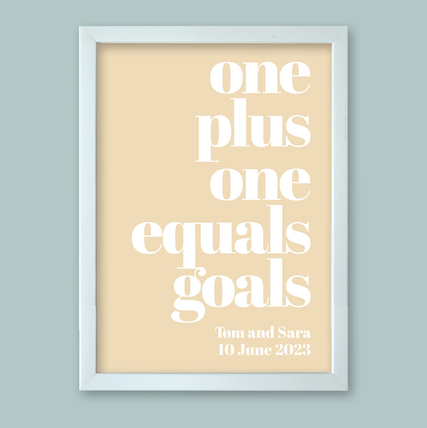 Personalized word art in a sleek white modern picture frame, ideal as a thoughtful and unique gift