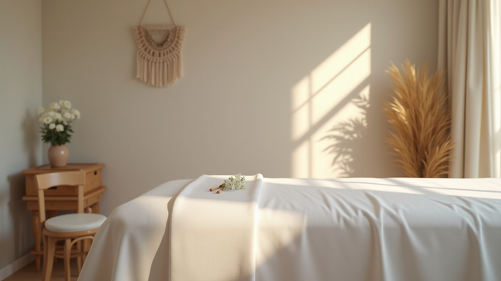 Close-up view of a calm and clean acupuncture treatment room