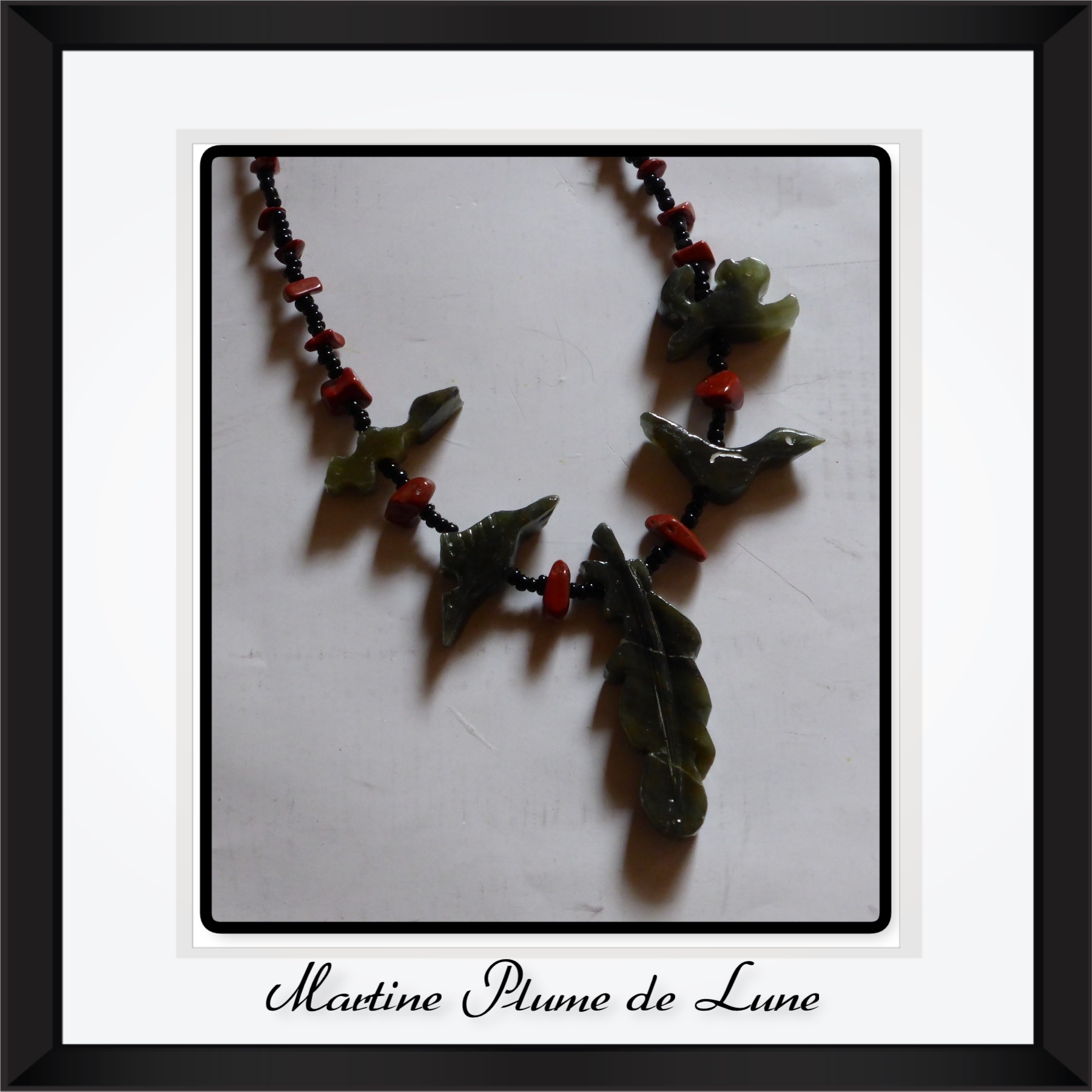 collier animaux totem et plume