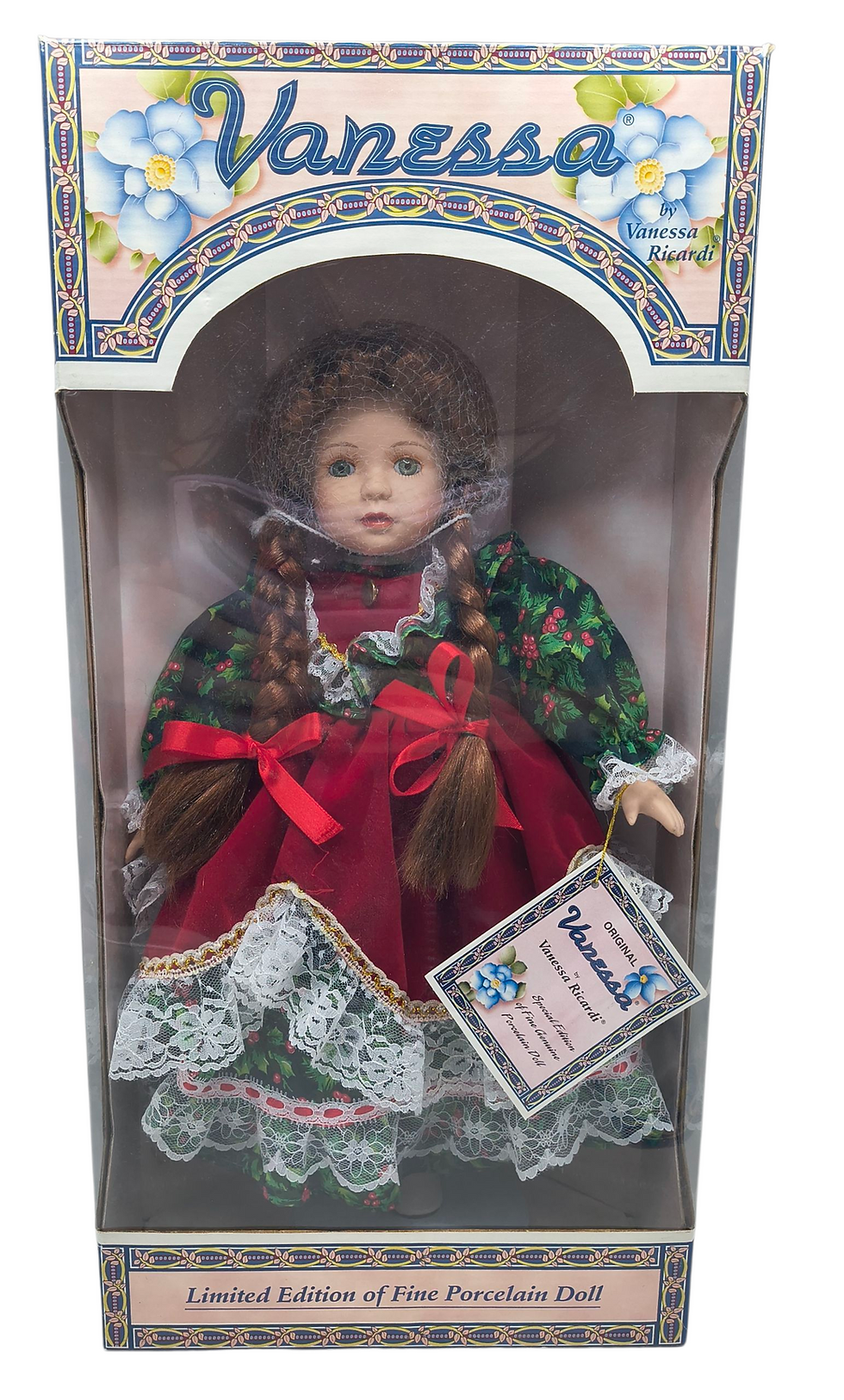 1997 Vanessa Ricardi Limited Ed. Porcelain 16" Vanessa Doll Holiday Red Dress