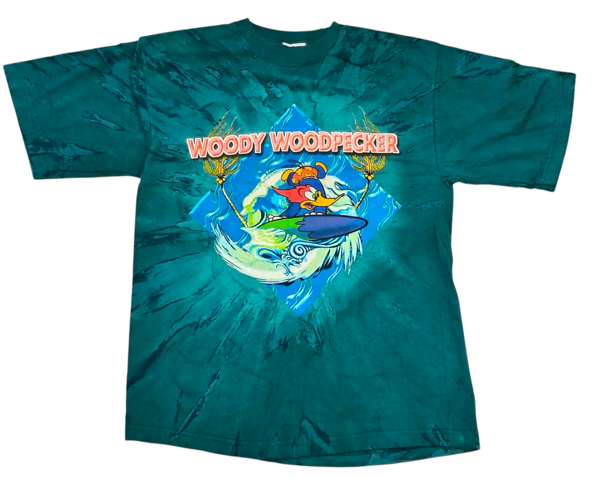Vintage Woody Woodpecker Surfing Tie Dye Medium T-Shirt