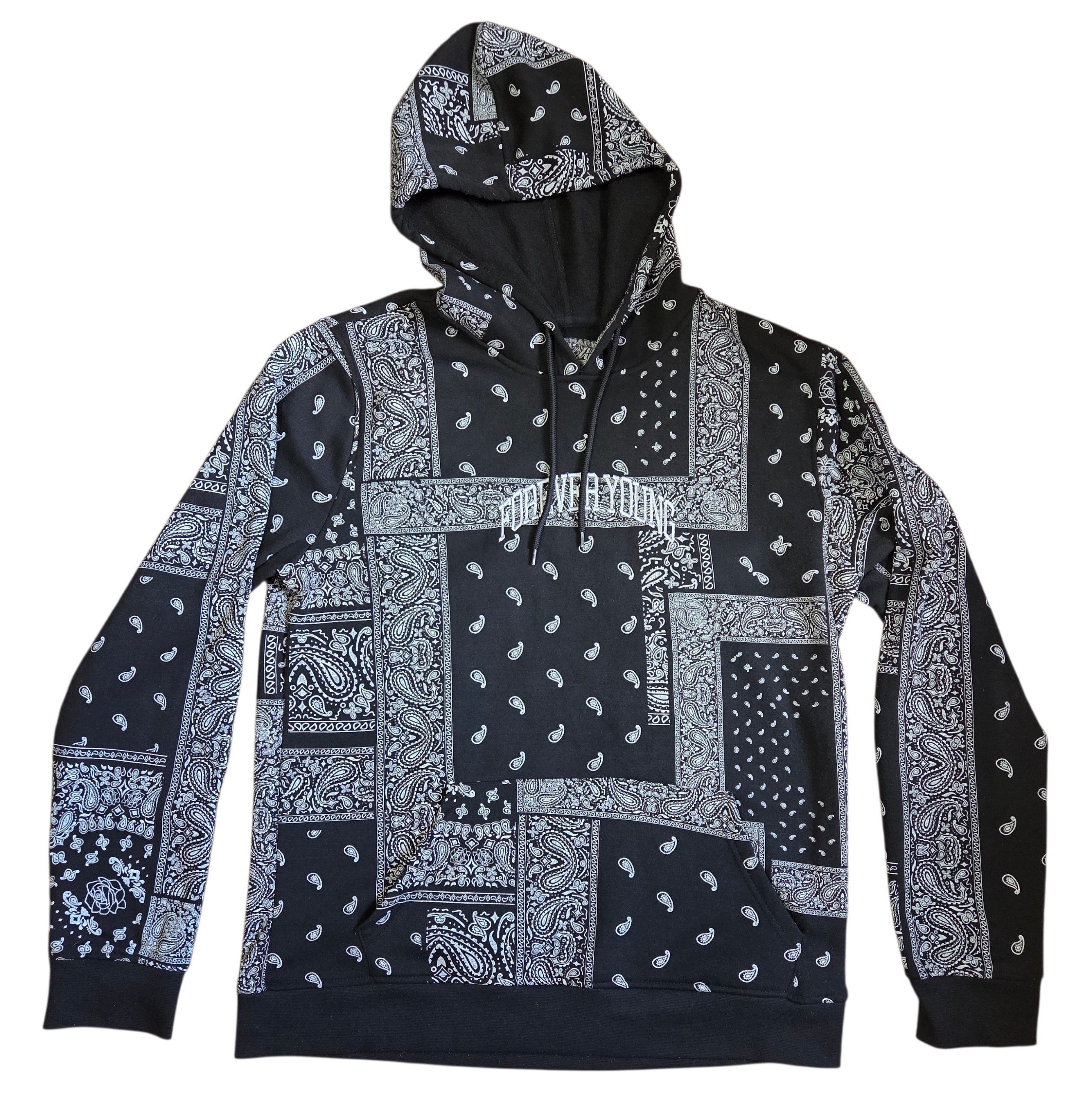 Brooklyn Cloth MFG Co. Forever Young Bandana Graphic Hoodie Sweatshirt Large