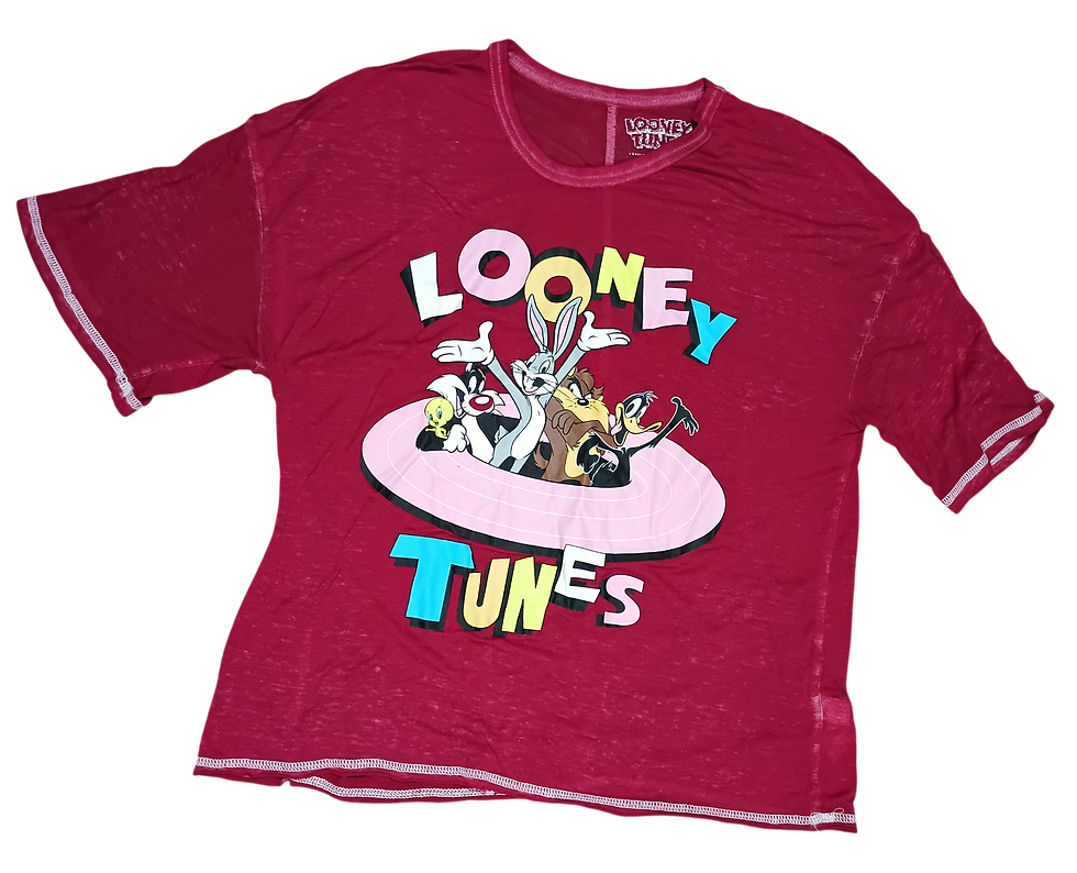 Looney Tunes Heather Burgundy Sleepwear Burnout Tee T-Shirt Women's LG 12-14