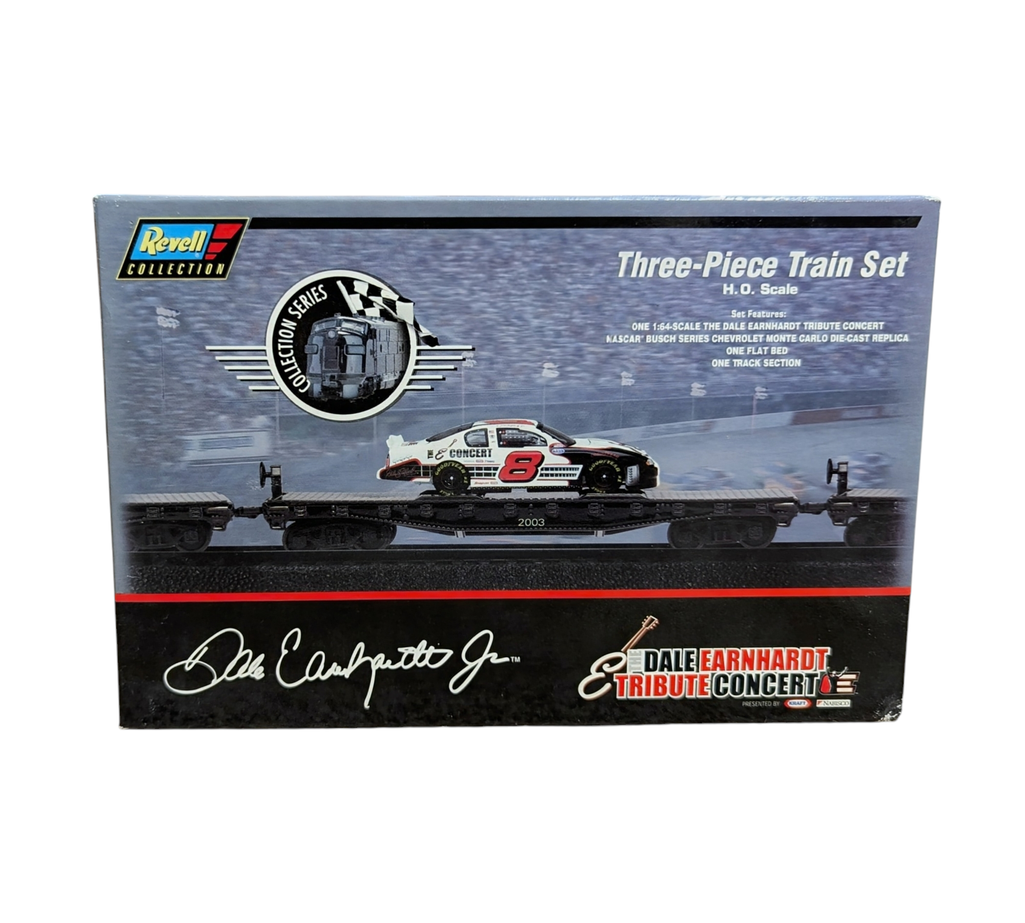 2002 Revell Dale Earnhardt Jr. Tribute Concert 3 Piece Train Set H.O. Scale