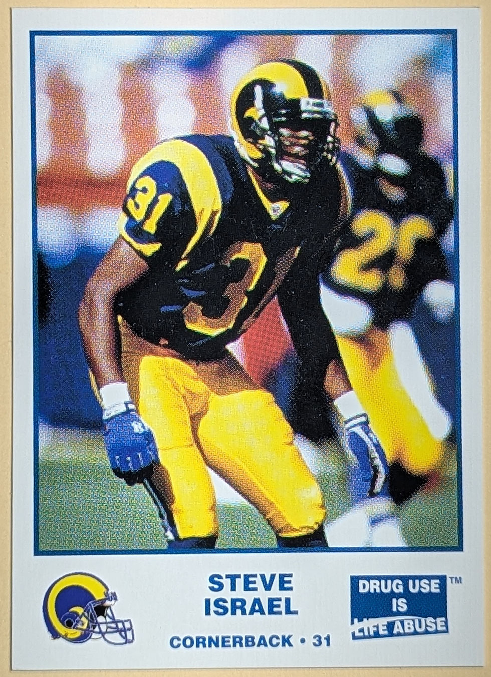 1992 Carl's Jr. Anti Drugs Steve Israel Los Angeles Rams #12 Promo Football Card