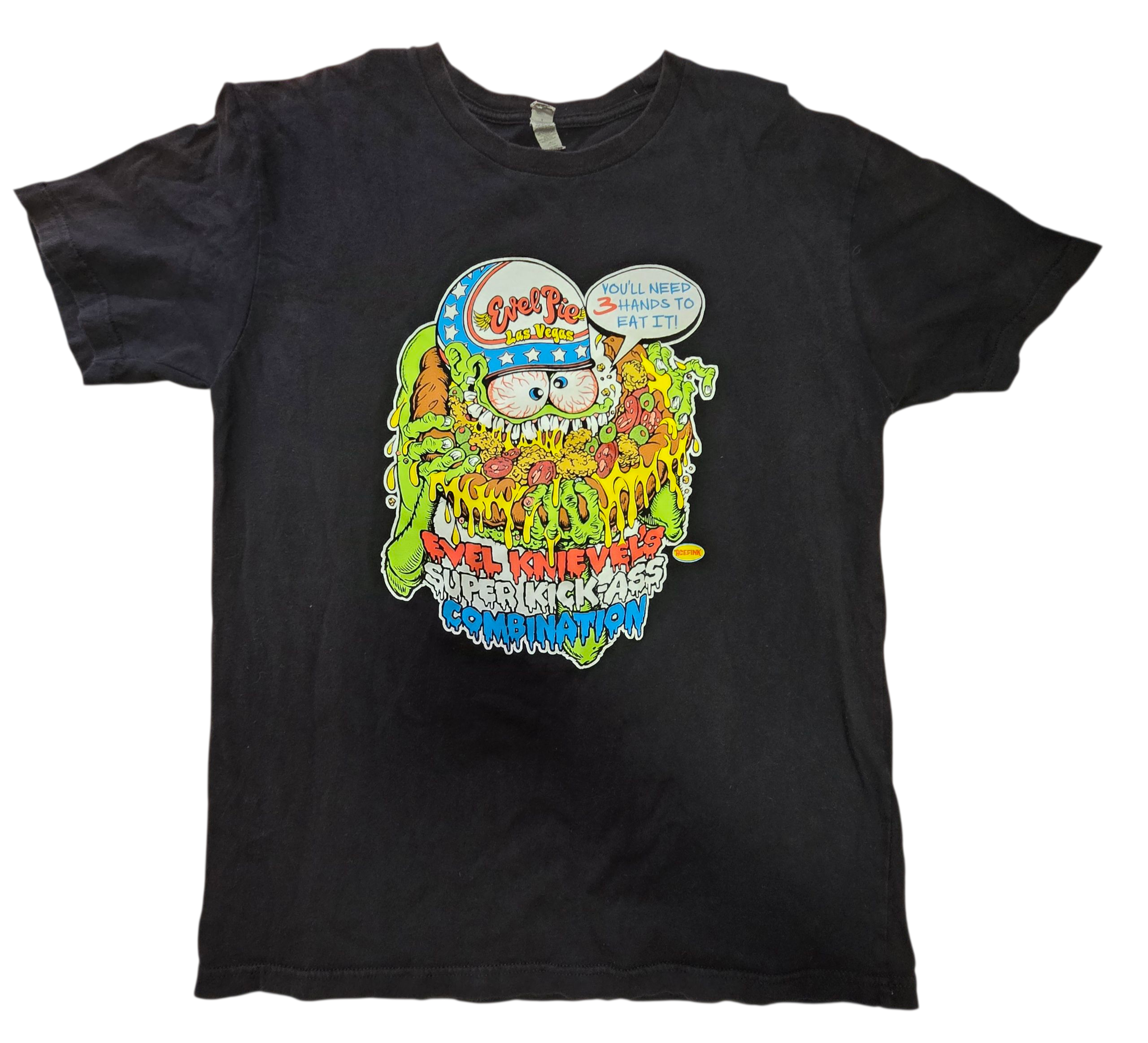 Evil Pie Las Vegas Pizza Shop Evel Knievel Rat Fink Art Store T-Shirt Medium