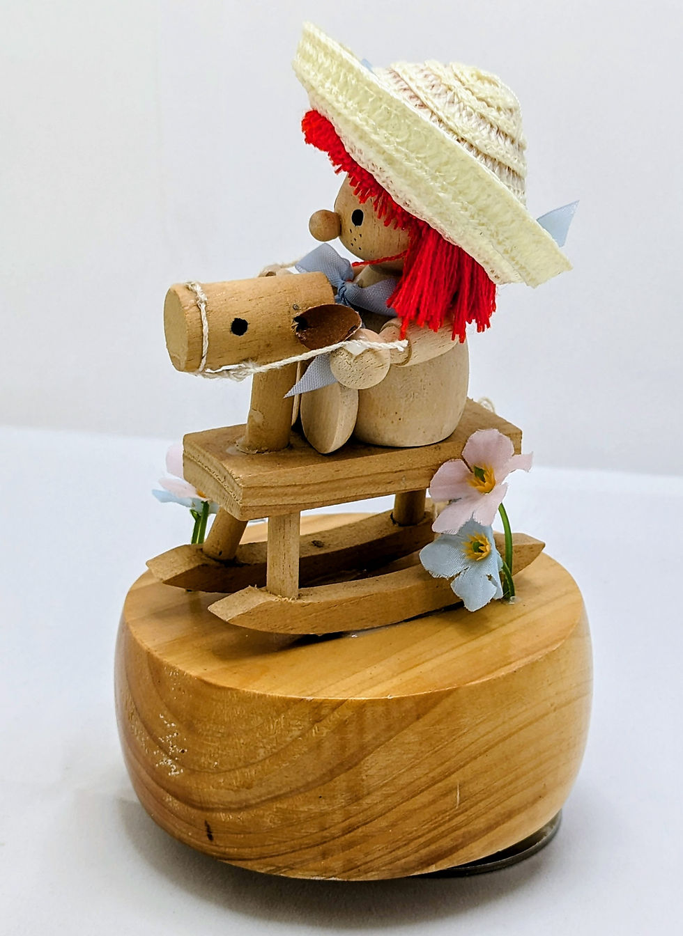 Thumbnail: Vintage Wooden Rotating Doll On Rocking Horse Music Box