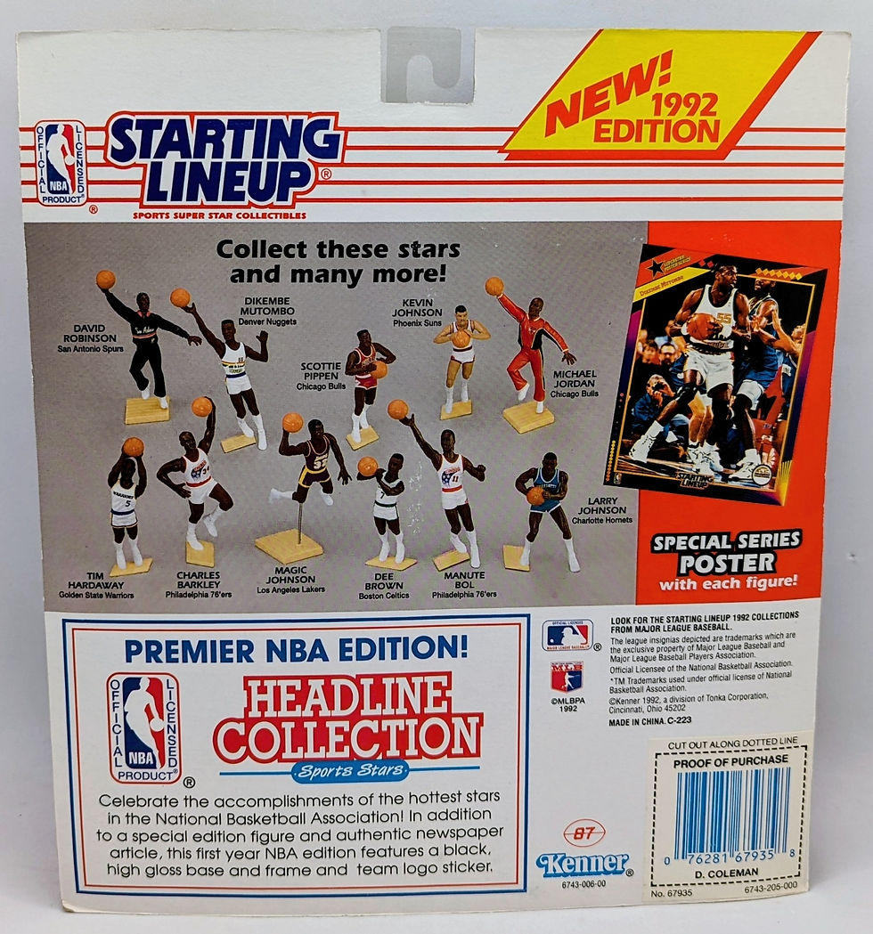 Thumbnail: 1992 Kenner Starting Lineup Derrick Coleman New Jersey Nets NBA Action Figure