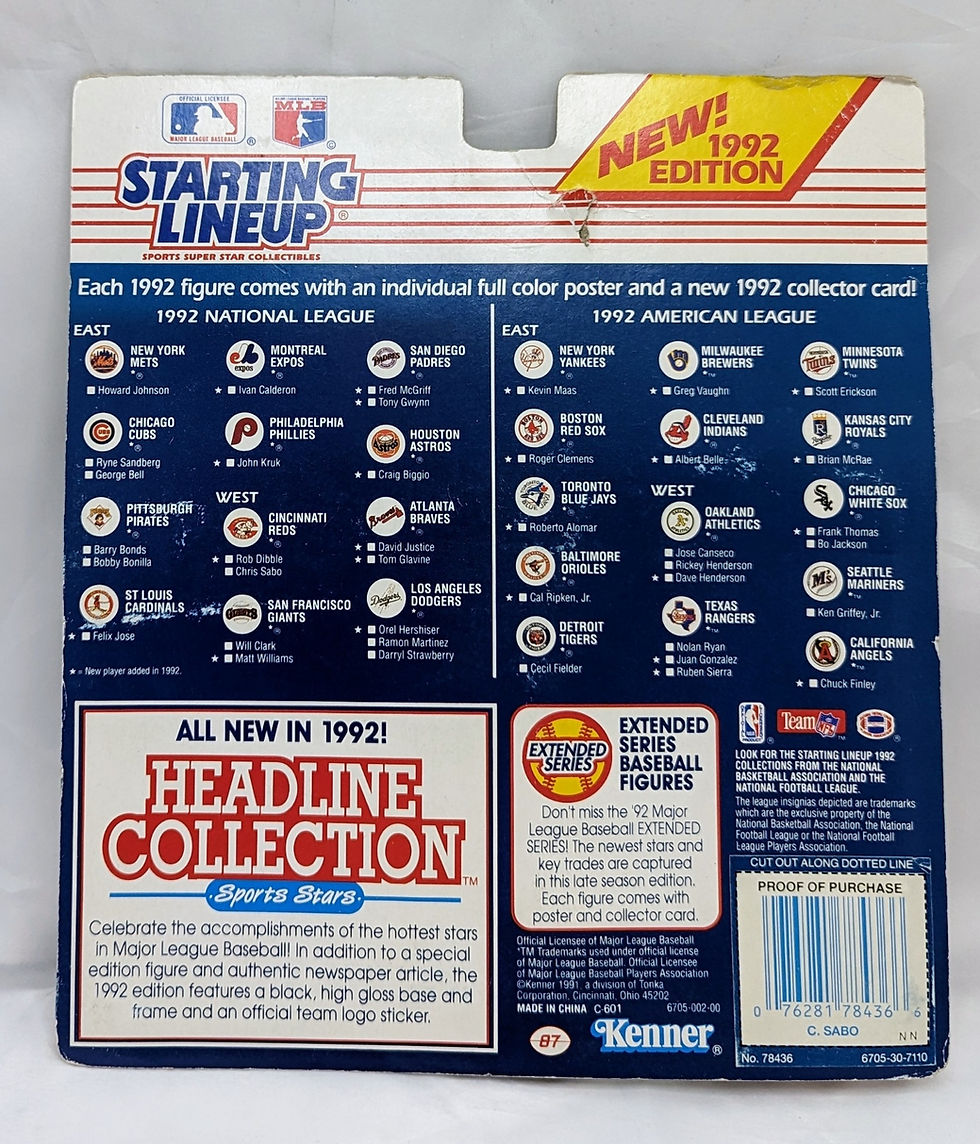 Thumbnail: 1992 Kenner Starting Lineup Chris Sabo Cincinnati Reds Figure