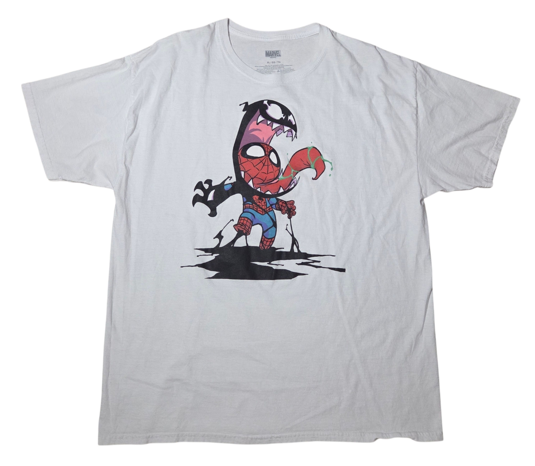 Marvel Scottie Young Chibi Spider-Man Venom White T-Shirt Size XL