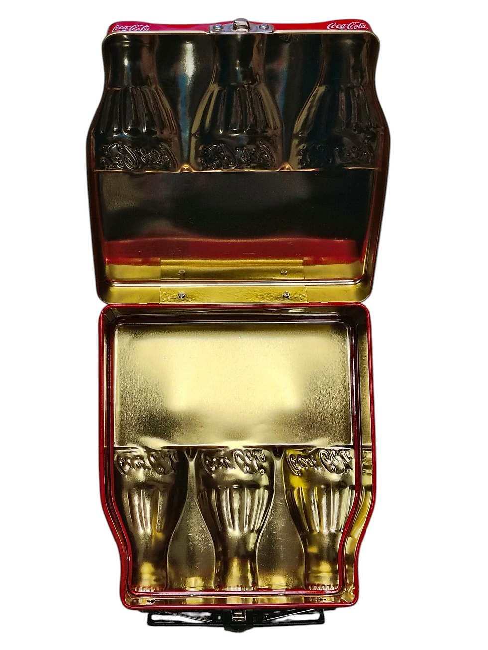 Thumbnail: Coca Cola Six Pack Coke Bottle Tin Mini Lunch Box With Handle
