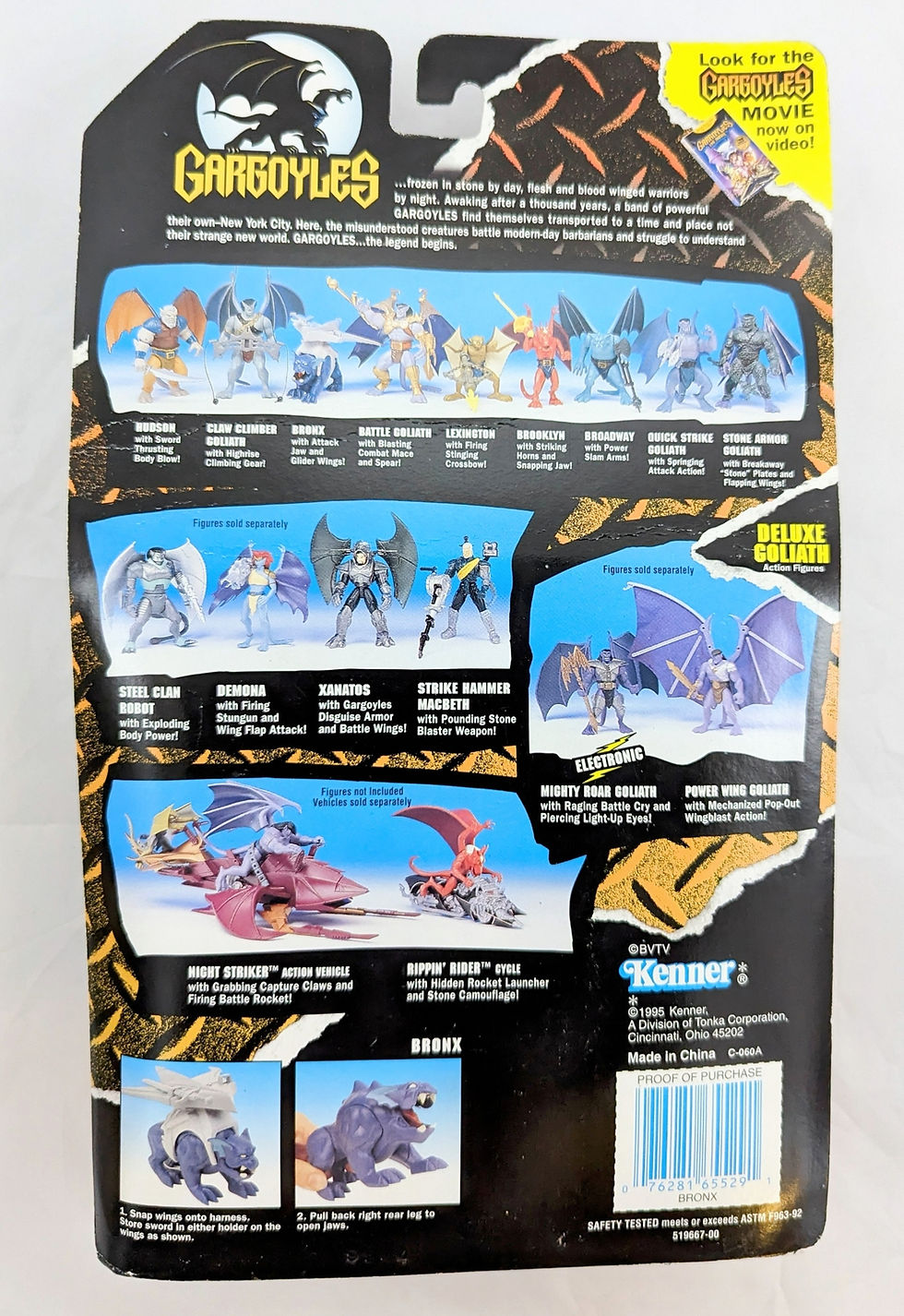 Thumbnail: 1995 Kenner Gargoyles Bronx Attack Jaw & Glider Wings Action Figure