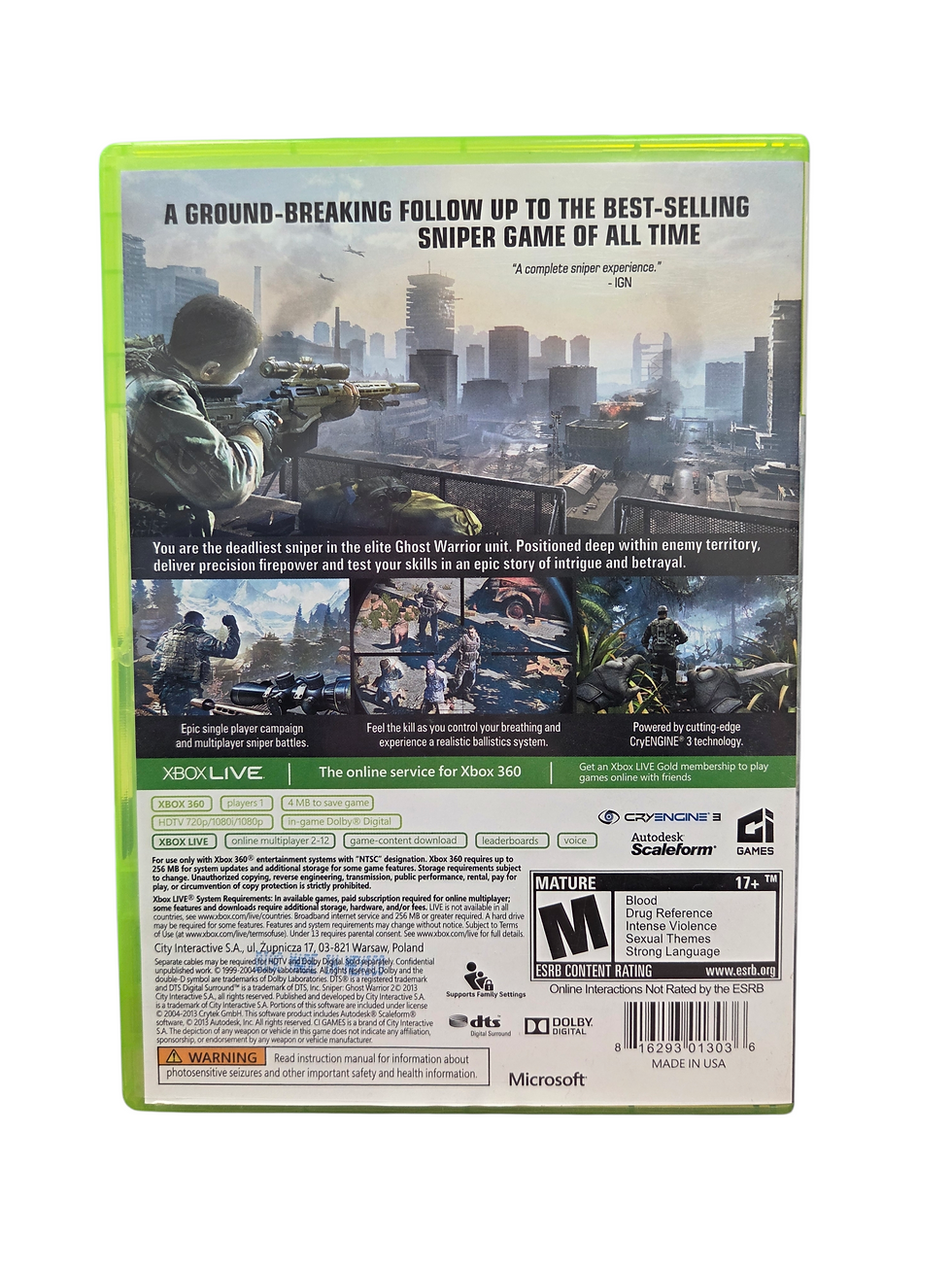 Thumbnail: 2013 CI Games Sniper Ghost Warrior 2 Microsoft Xbox 360 Complete