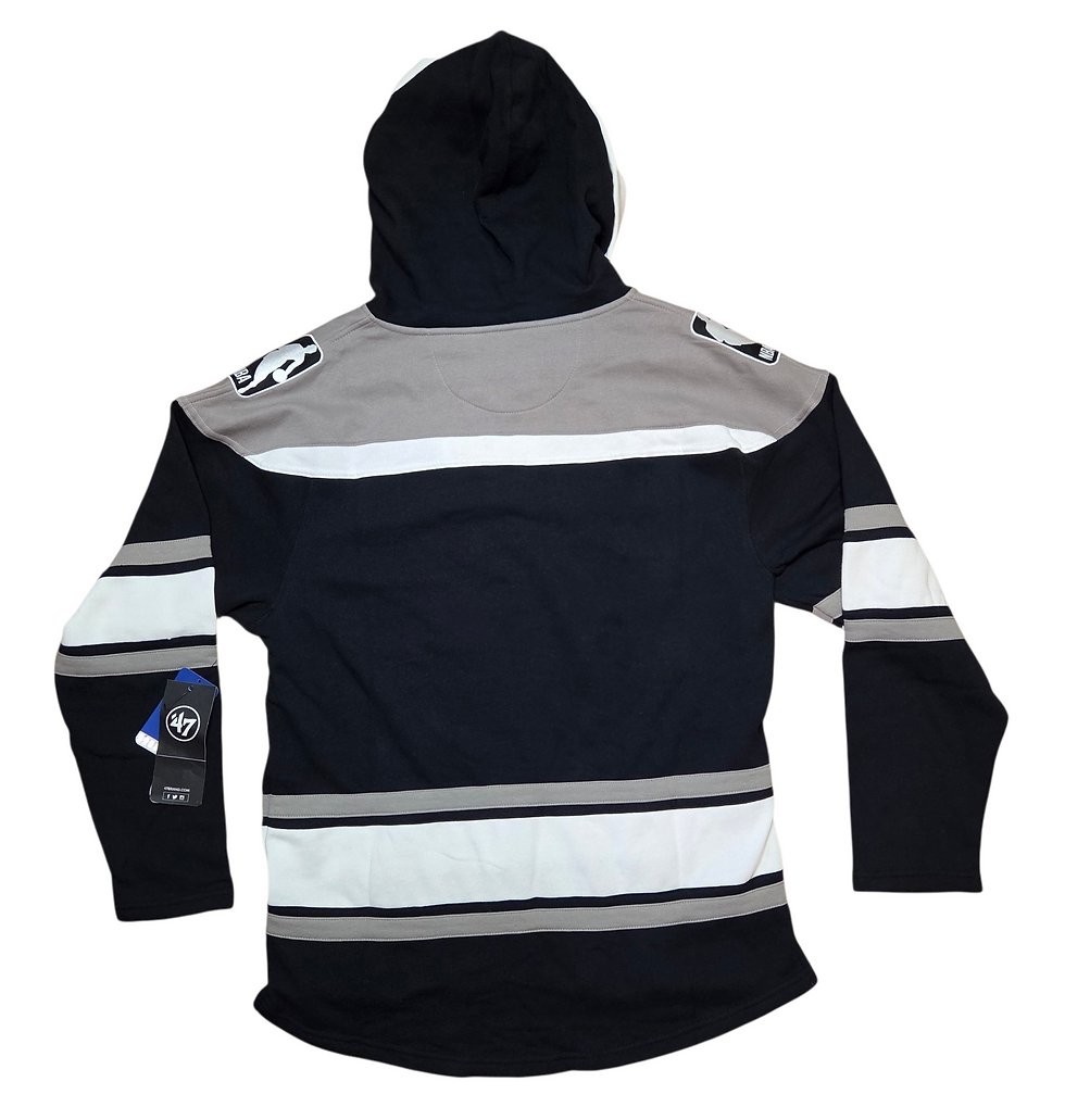 Thumbnail: '47 Brand NBA Basketball Lacer Hood Pullover Sweatshirt White/Black/Tan Medium