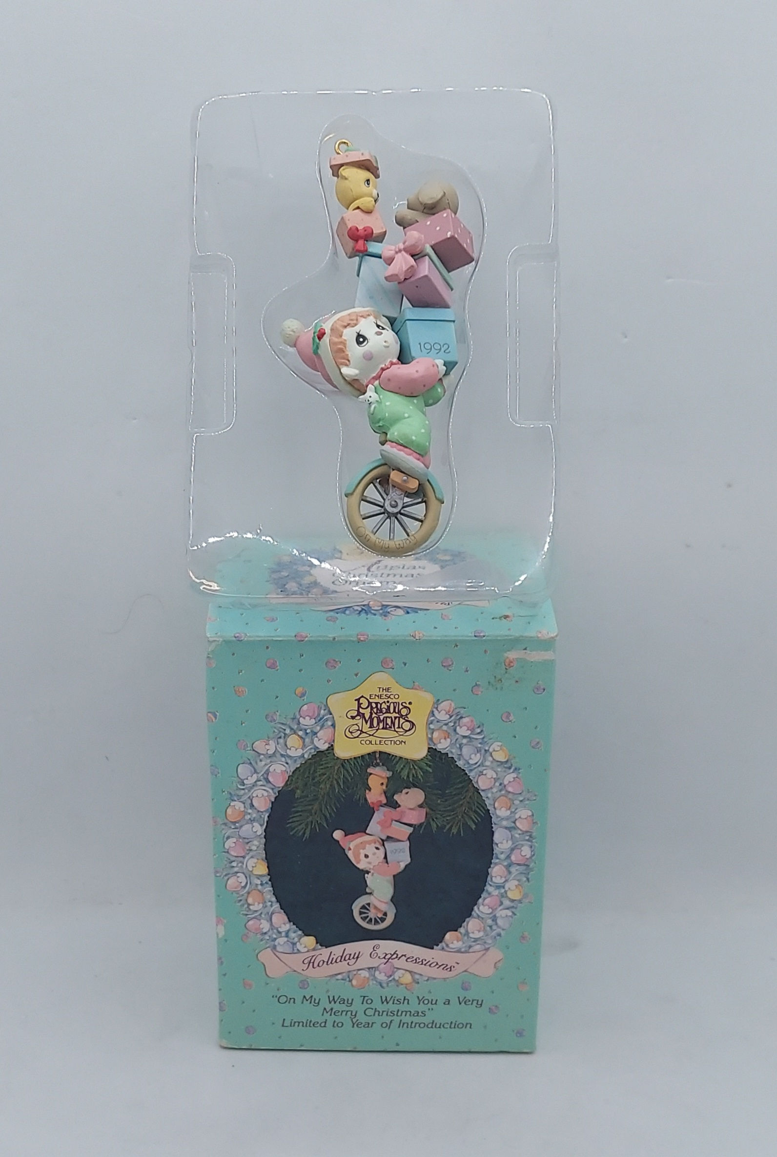 Enesco Precious Moments On My Way to Wish You a Very Merry Christmas Ornament