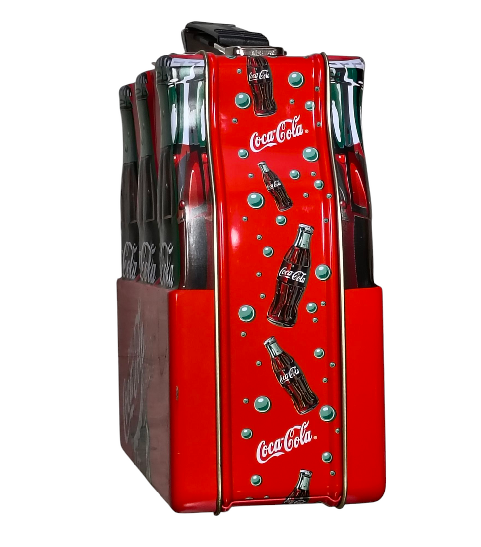 Thumbnail: Coca Cola Six Pack Coke Bottle Tin Mini Lunch Box With Handle