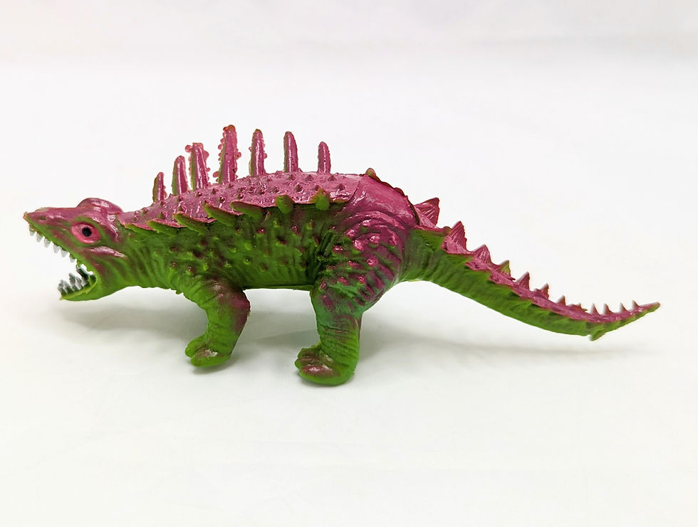 Vintage Made In China Green & Pink Stegosaurus Dinosaur Toy
